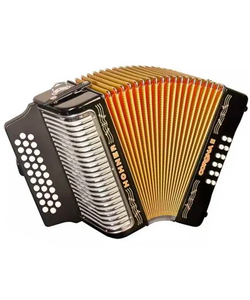 ACORDEON DIATONICO HOHNER CORONA II FA-SIB-MIB NEGRO C/FUNDA 31 A56411