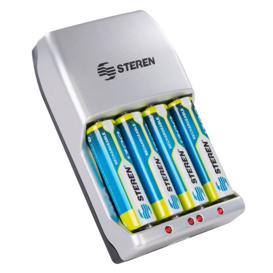 CARGADOR STEREN PARA BATERIAS AA Y AAA CON JUEGO D  CRG-100
