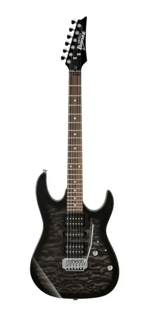 GUITARRA ELECTRICA COLOR NEGRO TRANSPARENTE DE LA SERIE GIO IBANEZ GRX70QATKS