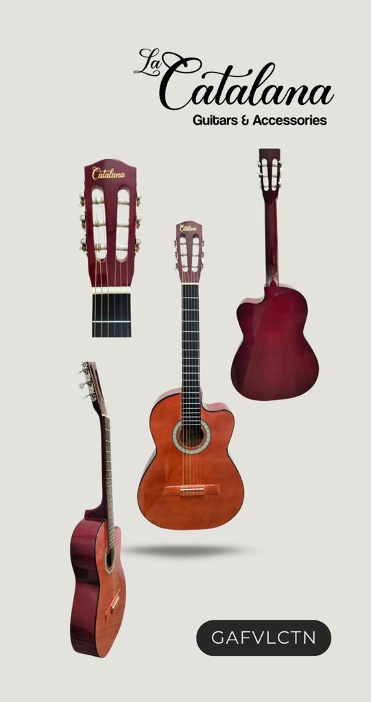 GUITARRA ACUSTICA FLAMENCA VINO TAPA NATURAL "LA CATALANA" GAFVLCTN