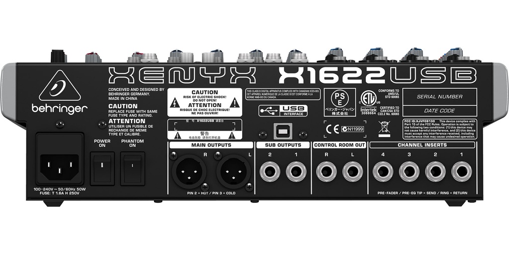 MEZCLADORA BEHRINGER 16CH X1622USB