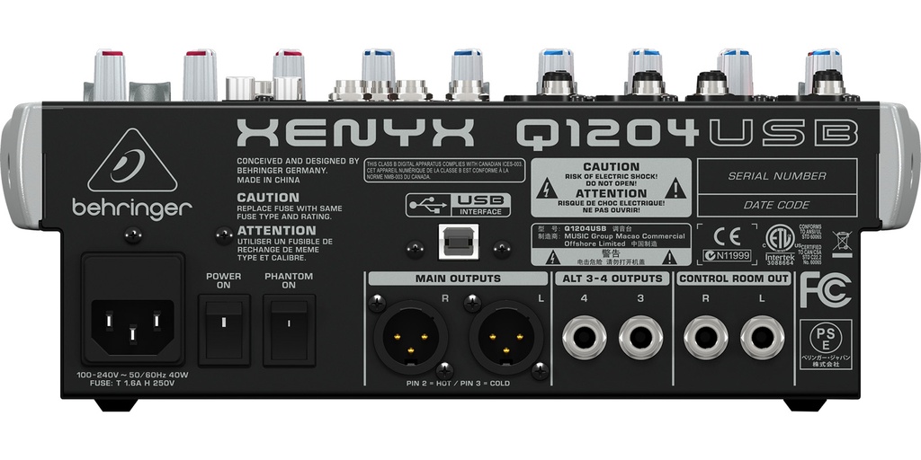 MEZCLADORA BEHRINGER 12CH Q1204USB