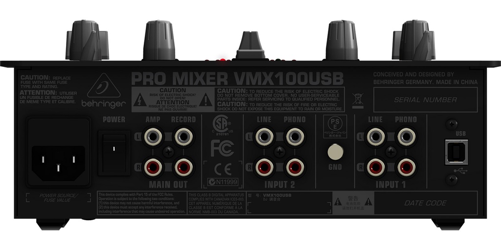 MEZCLADORA BEHRINGER P/DJ 2CH USB VMX100USB