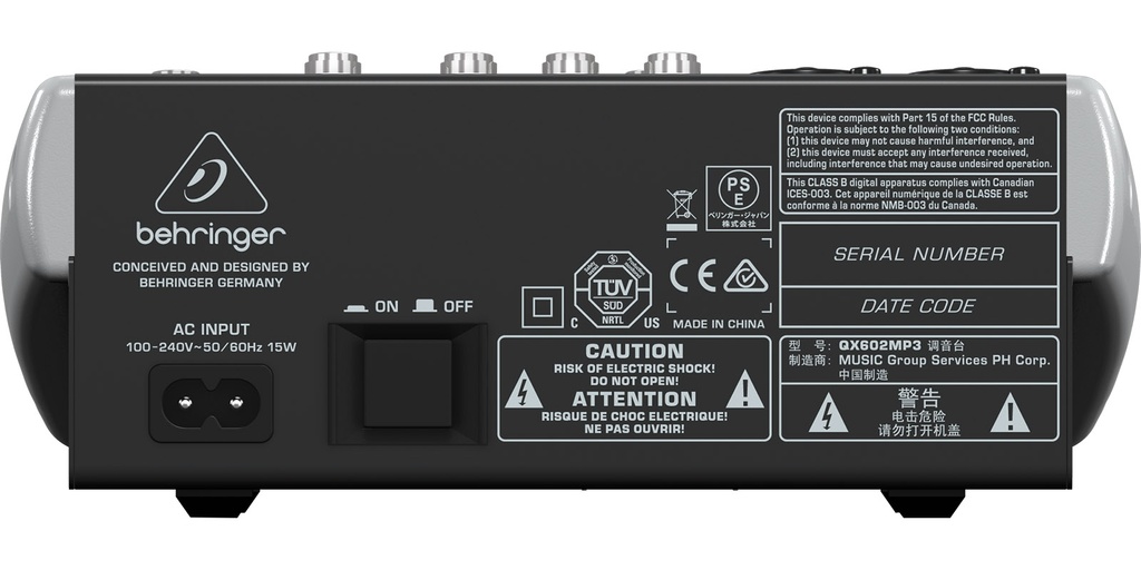 MEZCLADORA BEHRINGER ANALOGA 6CH QX602MP3