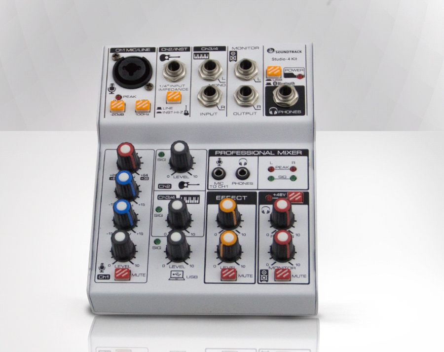 KIT MEZCLADORA SOUNDTRACK  4CH C/AUDIFONOS Y MALETA STUDIO4KIT