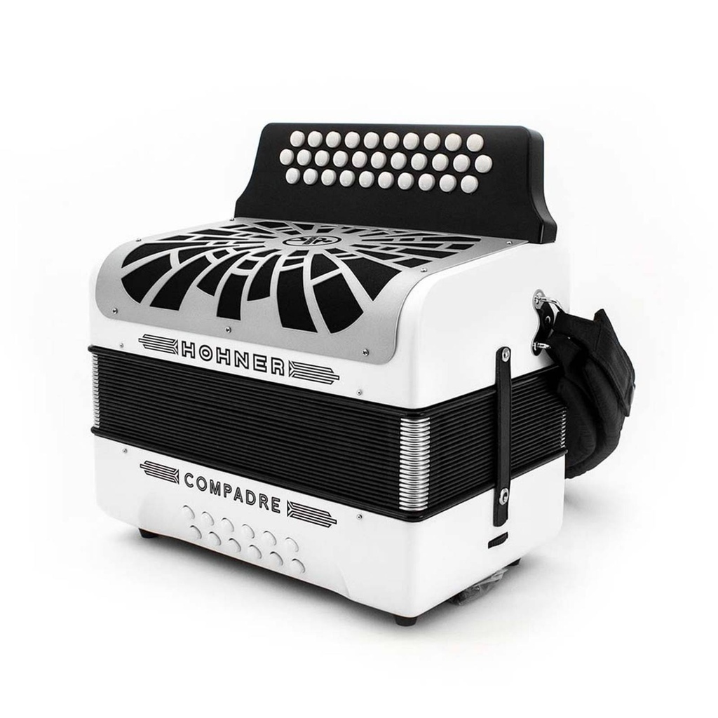 Acordeón Hohner "Compadre" FA-SIB-MIB con Funda  Blanco  A48431