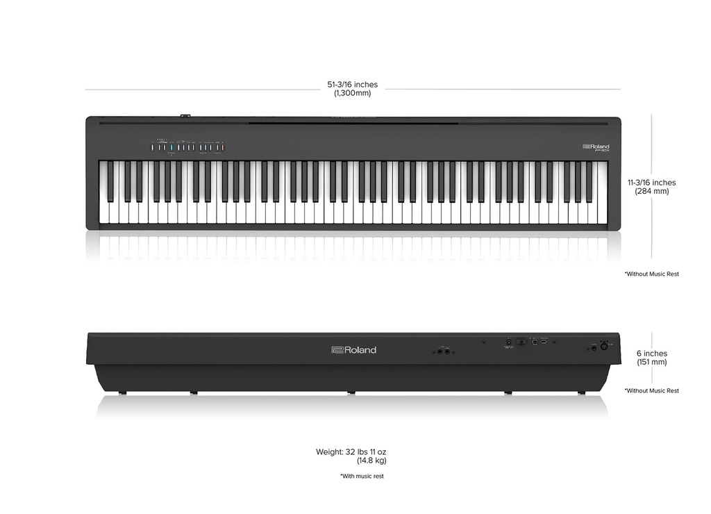 Roland FP‑30X – Piano Digital Portátil de 88 teclas – Negro