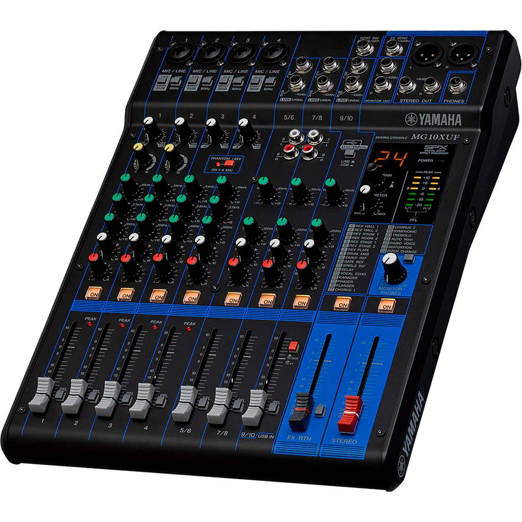 🎛Yamaha MG10XUF – Mezcladora Analógica 10 Canales con Faders, SPX FX y USB