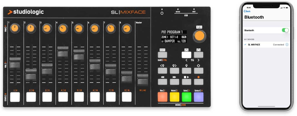 CONTROLADOR MIDI/USB BLUETOOTH STUDIOLOGIC SL MIX FACE