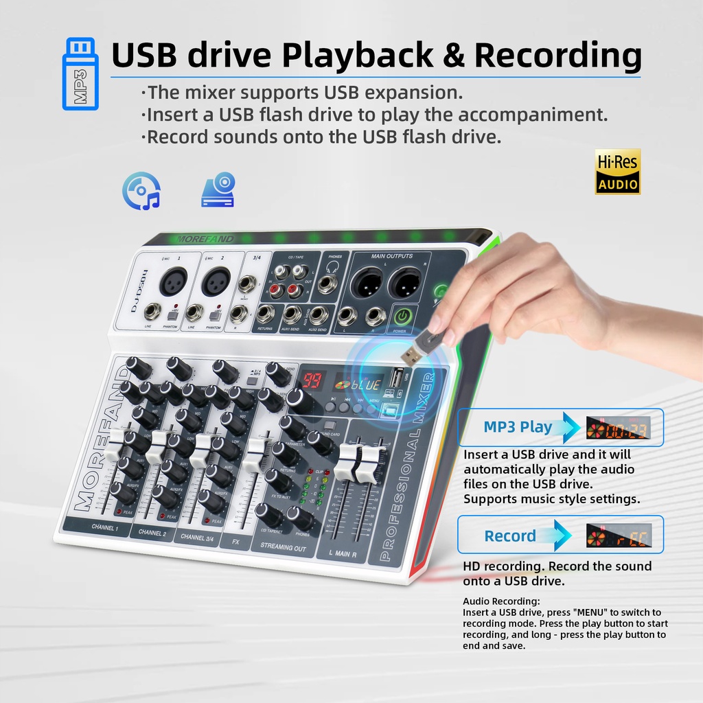 MEZCLADORA RGB MOREFAND DE 4 CANALES DJ-DS04