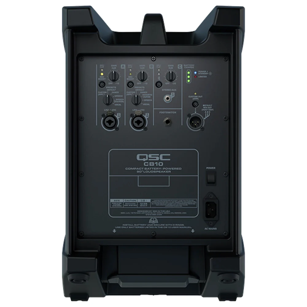 ALTAVOZ ACTIVO DE 10" QSC RECARGABLE 440W Y BLUETOOTH CB10