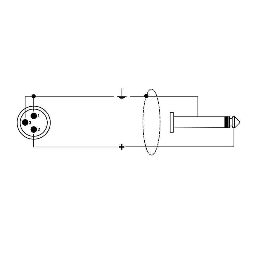 RKSM/310-3 Cable Para Micrófono Xlr Macho A Plug 6.3 Mono Quiklok 