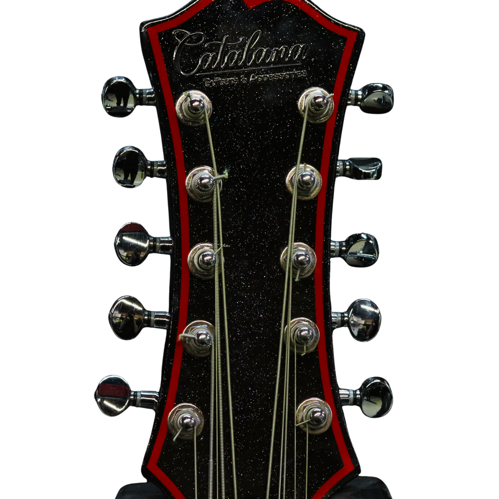 BQCATBR BAJO QUINTO ACÚSTICO CATALANA  COLOR NEGRO/ROJO CON FUNDA