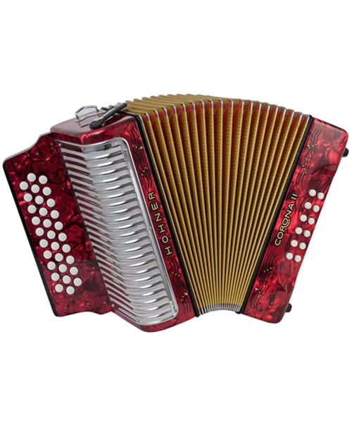 ACORDEON DIATONICO HOHNER CORONA II CLASSIC FA-SIb- Mib ROJO A5543