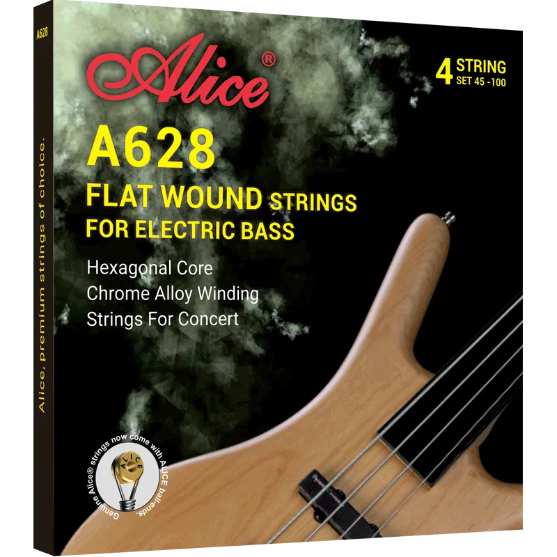 Alice A628(4)-M – Cuerdas Flatwound para Bajo Eléctrico 4 Cuerdas (Medium)