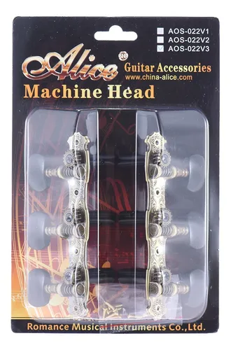 Alice AOS‑022V3P – Clavijas para Guitarra Clásica (Bronce/Negro, izquierda/derecha)
