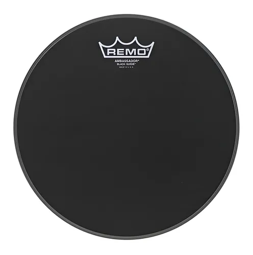 PARCHE REMO 12" BLACK SUEDE AMBASSADOR BA0812ES
