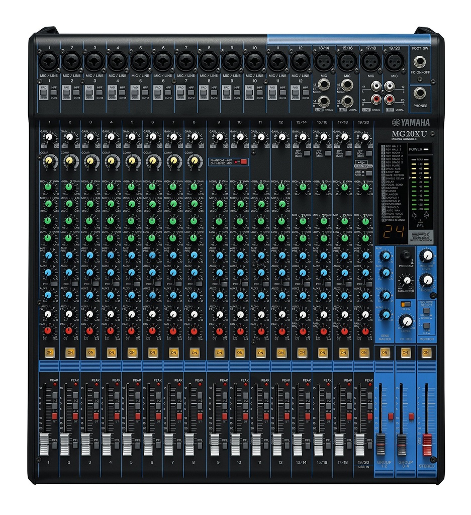 MG20XU Yamaha – Consola Analógica de 20 Canales con USB y FX Integrados