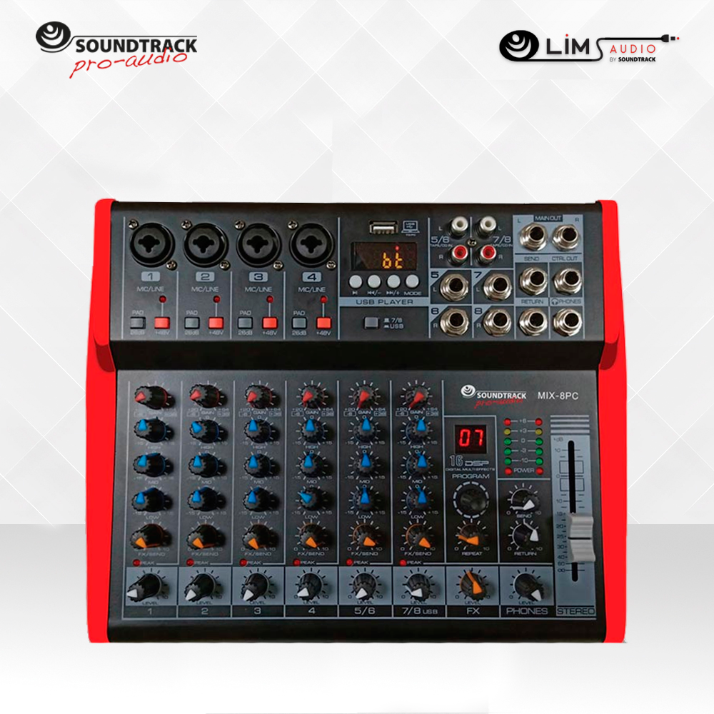 MEZCLADORA AMPLIFICADA SOUNDTRACK DE 8 CANALES 150 MIX-8PC