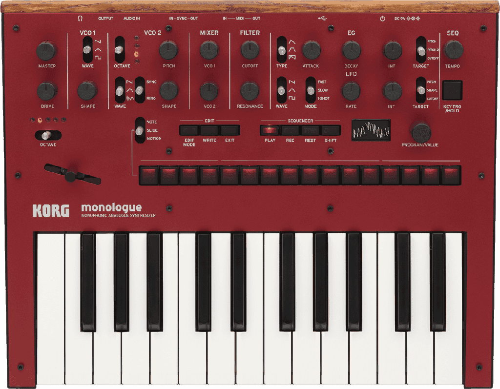 Korg Monologue RD – Sintetizador analógico monofónico, edición roja vibrante
