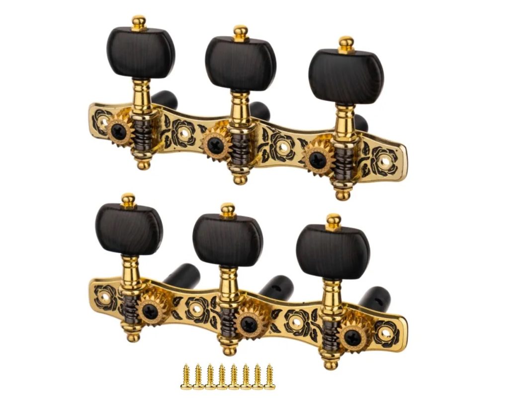 CLAVIJERO ROMEO PARA GUITARRA ACUSTICA NEGRO CON DORADO ROS-026BV3P