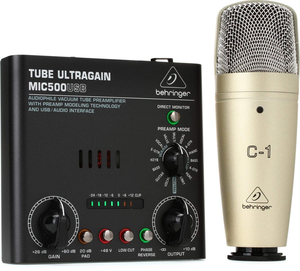 INTERFACE CON MICROFONO PACK BEHRINGER GRABACION