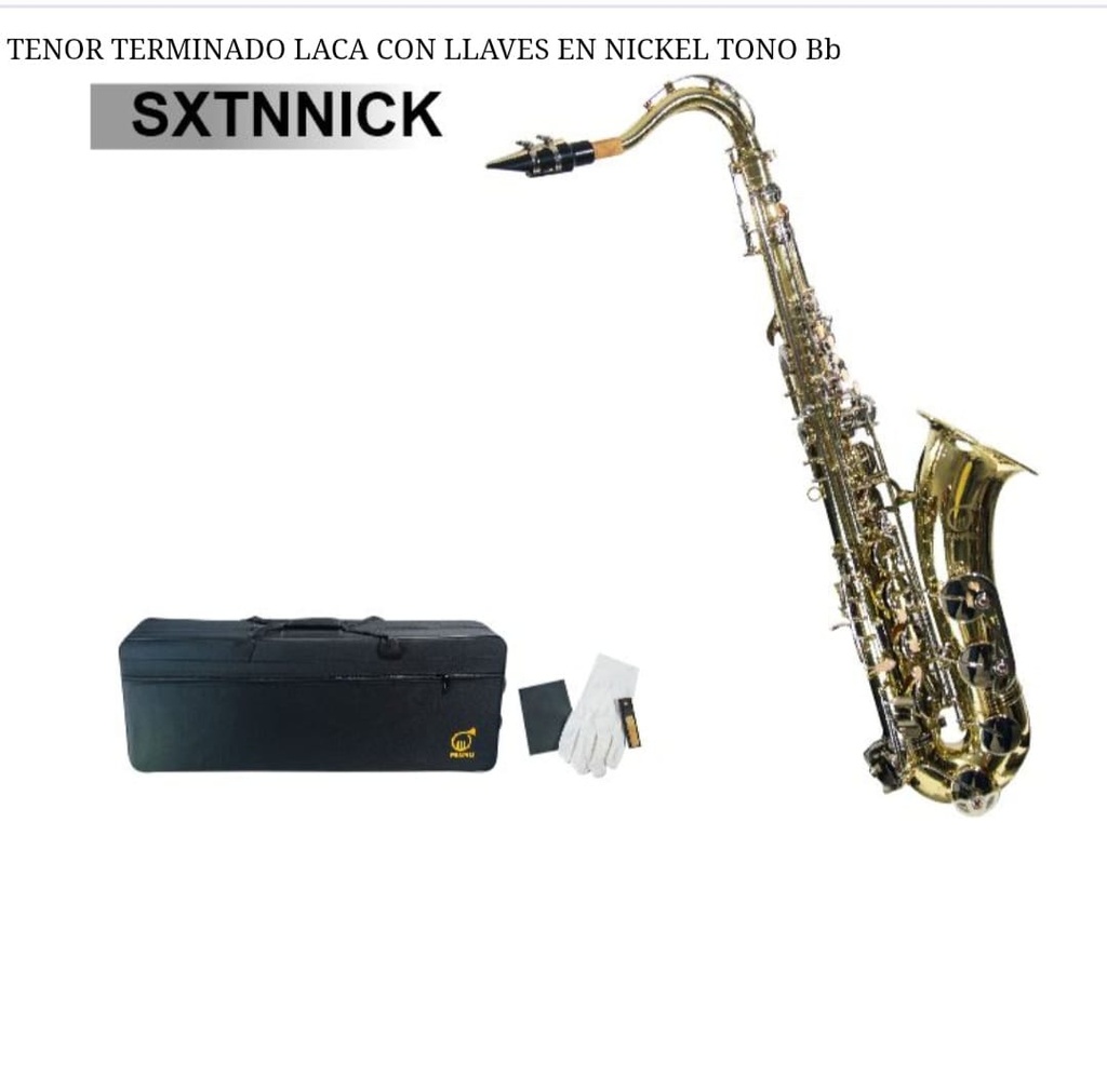 SXTNNICK SAXOFON TENOR TERMINADO LACA CON LLAVES DE NICKEL TONO Bb FANPRO