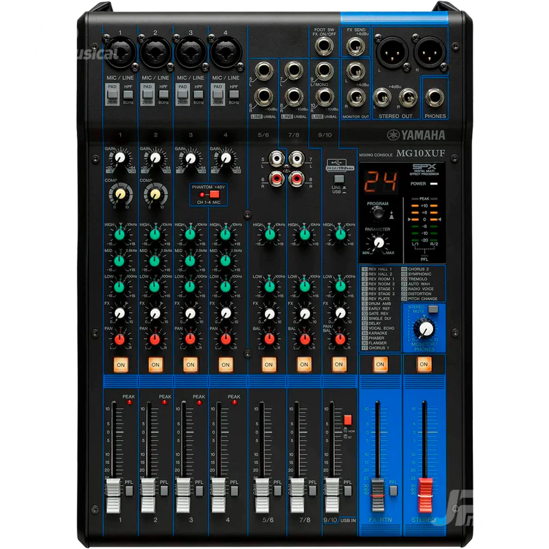 🎛Yamaha MG10XUF – Mezcladora Analógica 10 Canales con Faders, SPX FX y USB