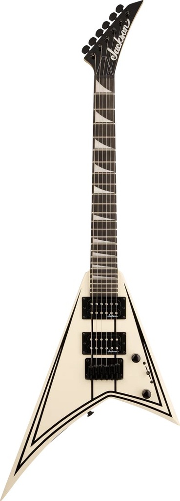 2913335541GUITARRA JACKSON RR MINION JS1XM BLANCO NIEVE CON LÍNEAS NEGRAS DECORATIVAS 