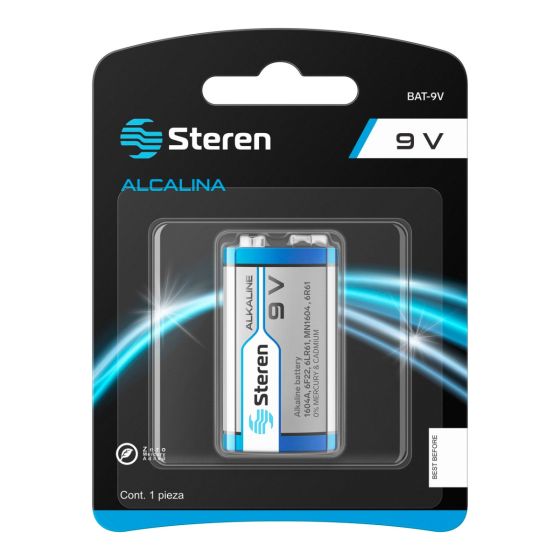 PILA ALCALINA 9v ALTA CAPACIDAD BATERIA NO RECARGABLE BAT-9V+