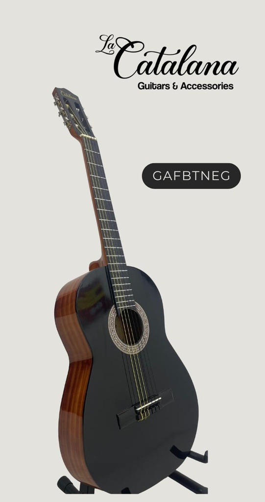 GUITARRA ACÚSTICA CLASSICA VETEADA TAPA NEGRA "LA CATALANA" GACBTNEG