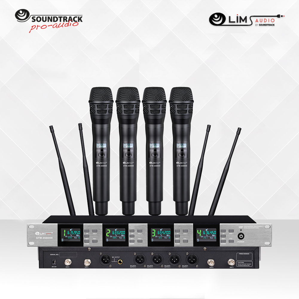 STW-4500HH SISTEMA DE MICRÓFONO INALÁMBRICO UHF DE CUATRO CANALES. FRECUENCIA VARIABLE 