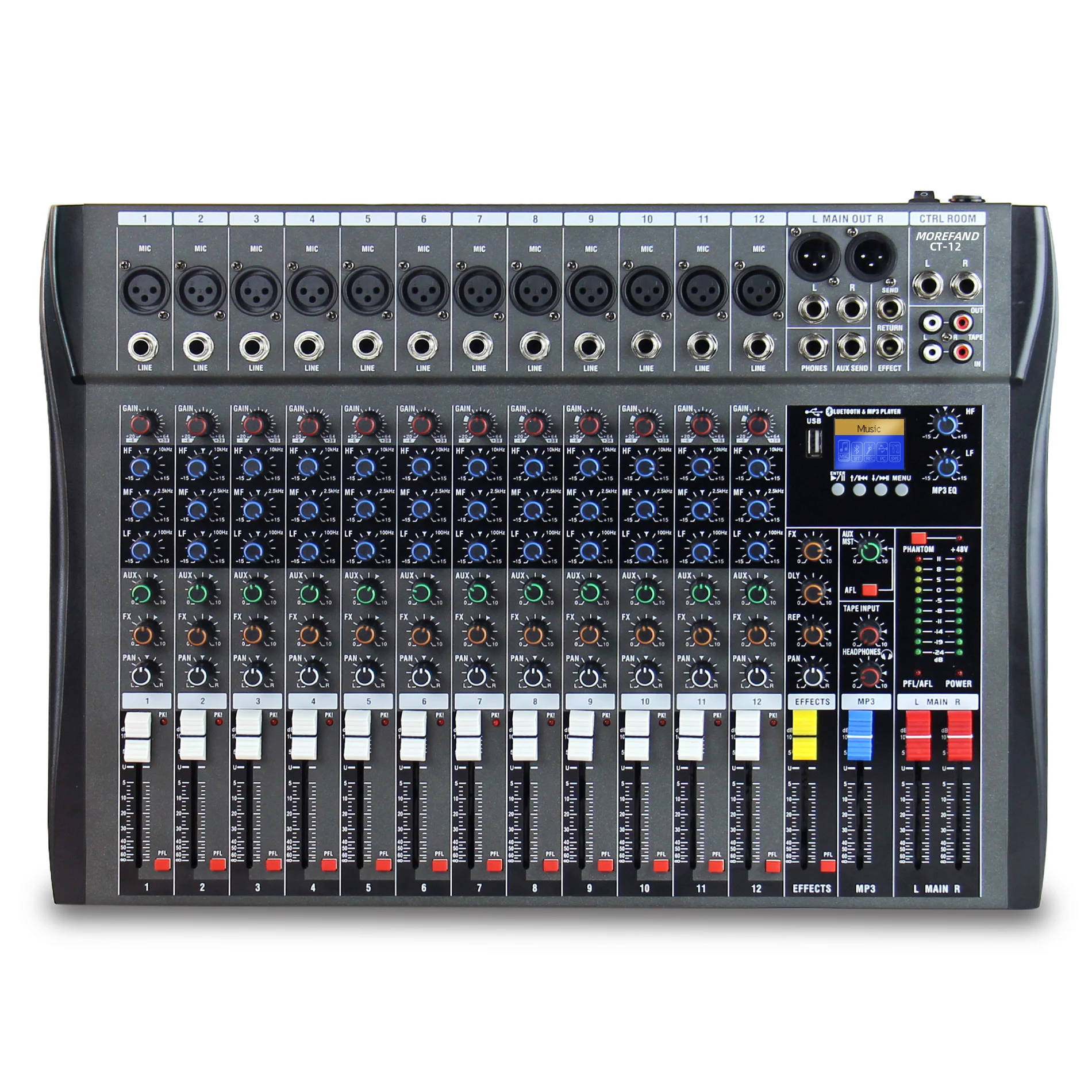 MEZCLADORA C/ EFECTOS CT-12 MIXER DE 12 CANALES MONO MOREFAND