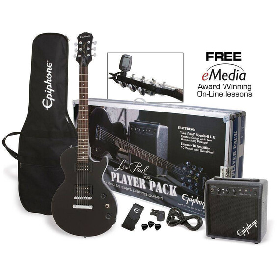 PPEG-EGL1EBCH1 PAQUETE DE GUITARRA ELECTRICA EPHIPHONE LES PAUL COLOR NEGRO 
