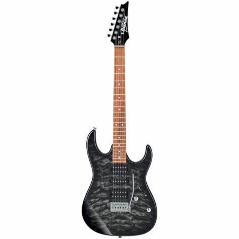 GUITARRA ELÉCTRICA SOMBREADO NEGRO TRANSPARENTE DE LA SERIE GIO IBANEZ GRX70QA-TKS
