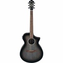 GUITARRA ELECTROACÚSTICA COLOR NEGRO TRANSPARENTE CON SOMBREADO NEGRO DE LA SERIE AEW IBANEZ AEWC11-TCB