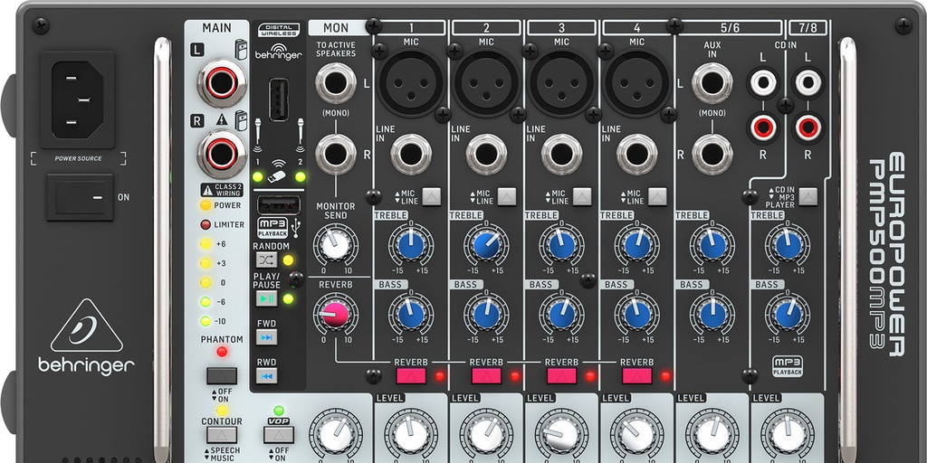 PMP500MP3 CONSOLA BEHRINGER 8CH 500W 