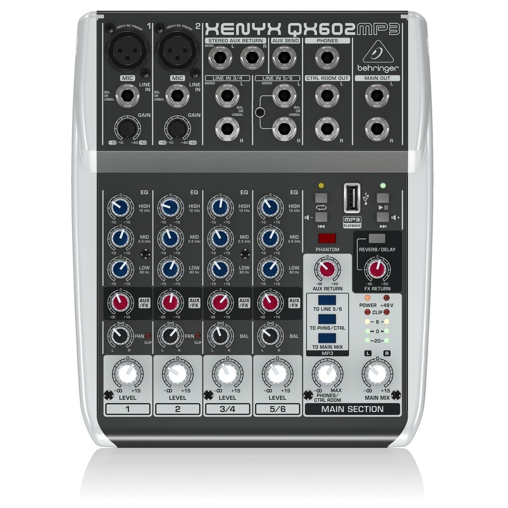 MEZCLADORA BEHRINGER ANALOGA 6CH QX602MP3