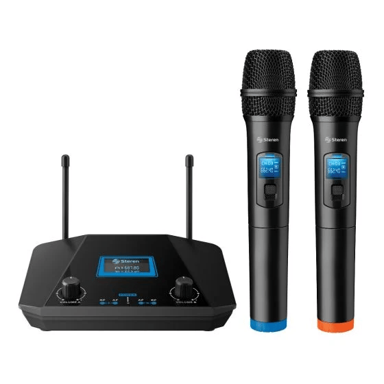SISTEMA DE 2 MICRÓFONOS STEREN INALÁMBRICOS UHFPROFESIONALES WR-809 UHF