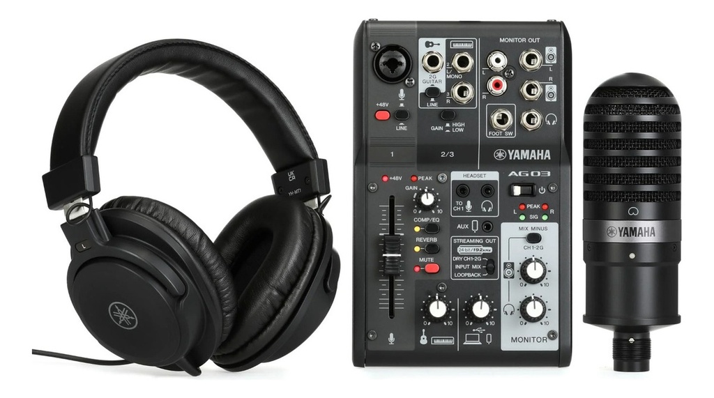 PAQUETE YAMAHA PARA LIVE STREAMING AG03MK2BLSPK