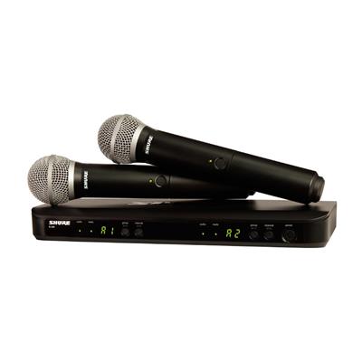 STEMA INALÁMBRICO DOBLE CON DOS MICRÓFONOS DE MANO PARA VOZ SHURE BLX288/PG58-J11