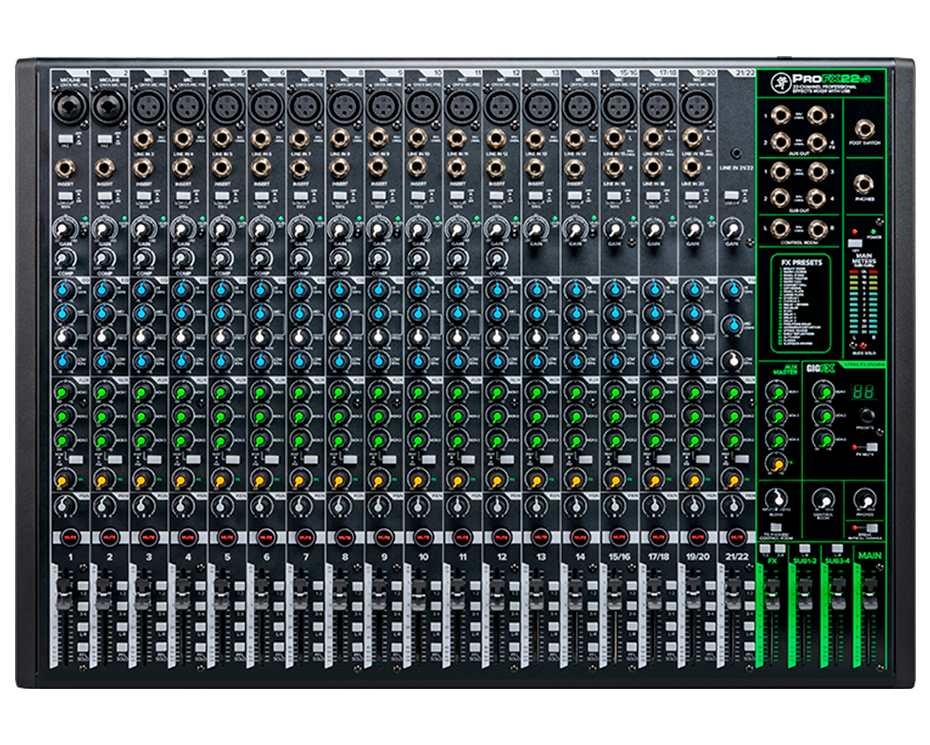 MEZCLADORA ANALOGA MACKIE DE 10 CANALES CON EFECTOS PROFX22V3
