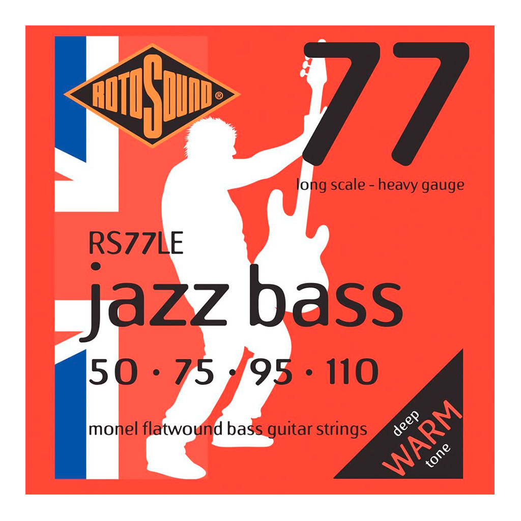 Rotosound RS77LE – Cuerdas para bajo eléctrico Jazz Bass Monel Flatwound (Heavy Gauges) 