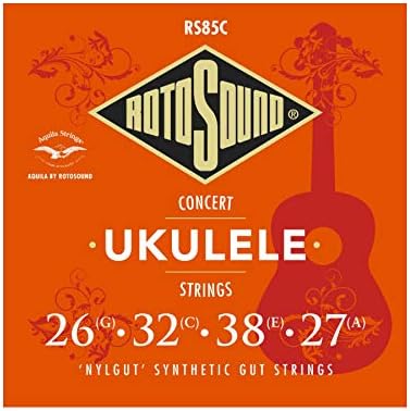 Encordadura Aquila by RotoSound para ukelele concierto de 4 cuerdas calibre 26, 32, 38, 27  en tripa sintética. RS85C