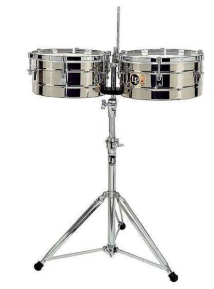 TIMBALES LP "TITO PUENTE" 14" & 15" CON ATRIL CROMADOS LP257-S