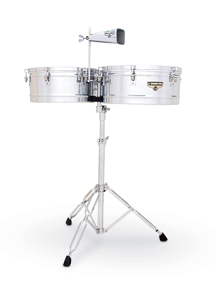 TIMBALES LP "MATADOR" 14" & 15" CON ATRIL Y CENCERRO CROMADOS M257