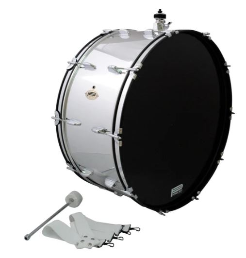 BOMBO POWER BEAT "R4V3NDRVMZ" 20" X 16" PLATA METALICO C/SOPORTE P/PLATILLO Y BAQUETON CASA-2016 WS
