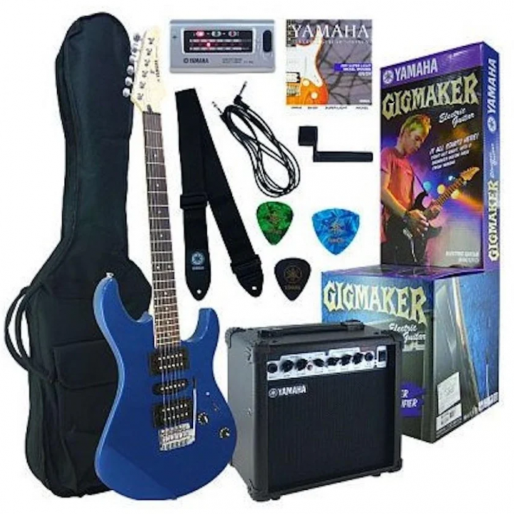 PAQUETE DE GUITARRA ELECTRICA AZUL METALICO, AMPLIFICADOR Y ACCESORIOS YAMAHA ERG121GPIIMTU2