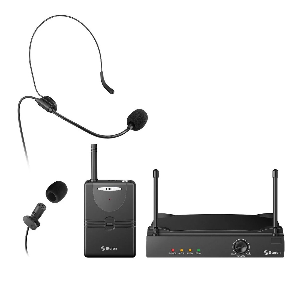 SISTEMA INALAMBRICO UHF STEREN DE SOLAPA Y TIPO DIADEMA WR-804UHF