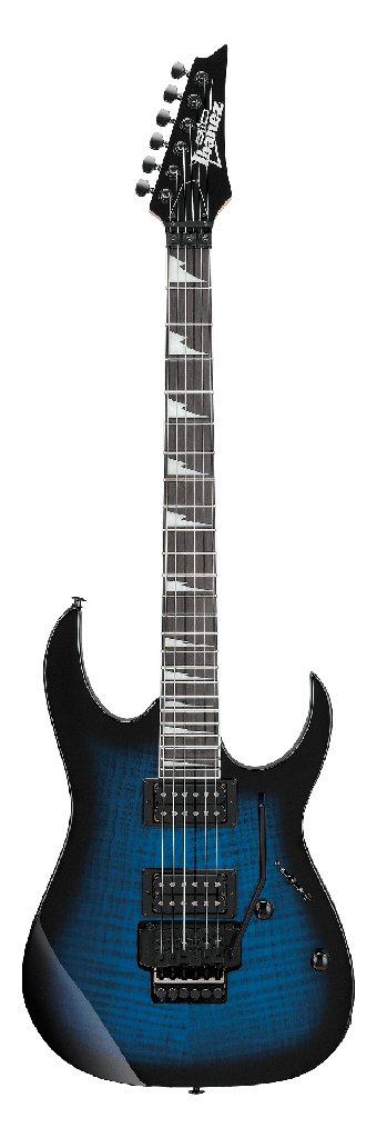 GUITARRA ELECTRICA ENTINTADA AZUL CON SOMBREADO NEGRO DE LA SERIE GIO IBANEZ GRG320FA-TBS